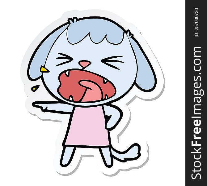 sticker of a cute cartoon dog barking