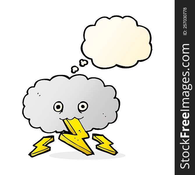 Cartoon Thundercloud With Thought Bubble