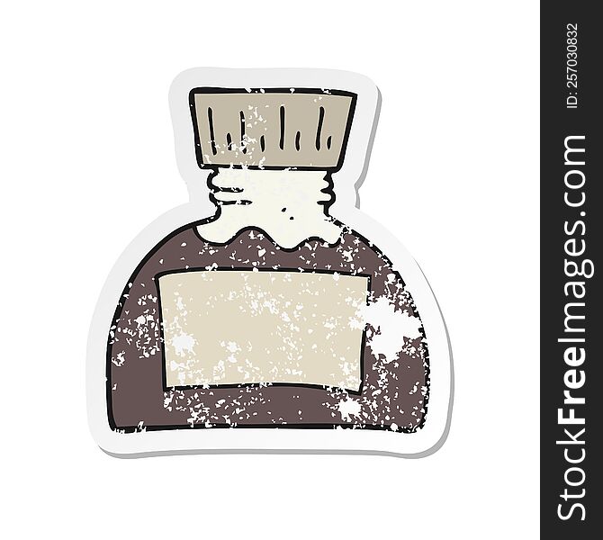 Retro Distressed Sticker Of A Cartoon Ink Pot