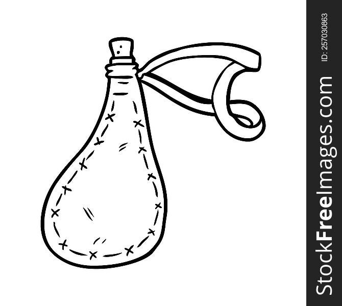 line drawing of a old water flask. line drawing of a old water flask