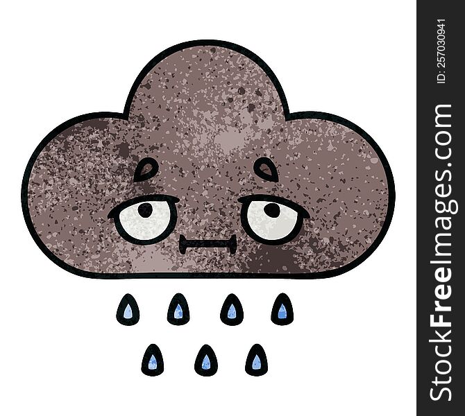 Retro Grunge Texture Cartoon Storm Rain Cloud
