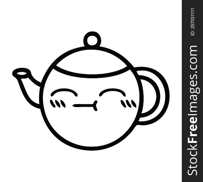 line drawing cartoon of a teapot. line drawing cartoon of a teapot