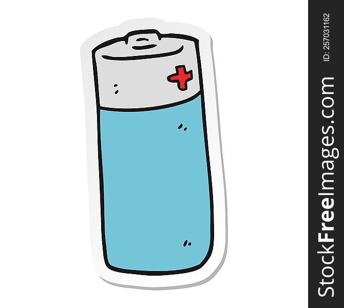 Sticker Of A Cartoon Battery
