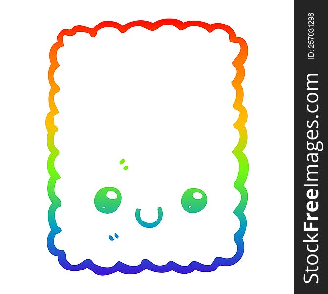 Rainbow Gradient Line Drawing Cartoon Biscuit