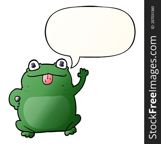 cartoon frog with speech bubble in smooth gradient style