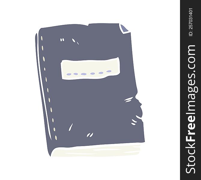 flat color style cartoon battered old notebook
