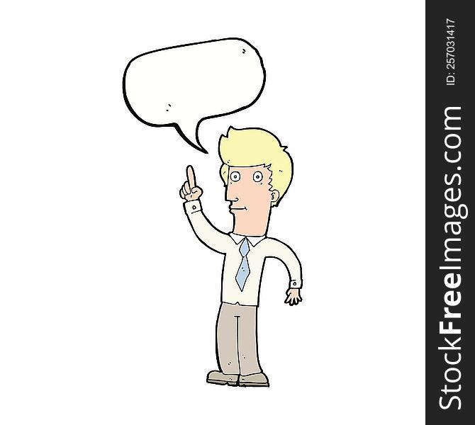 Cartoon Friendly Man With Idea With Speech Bubble