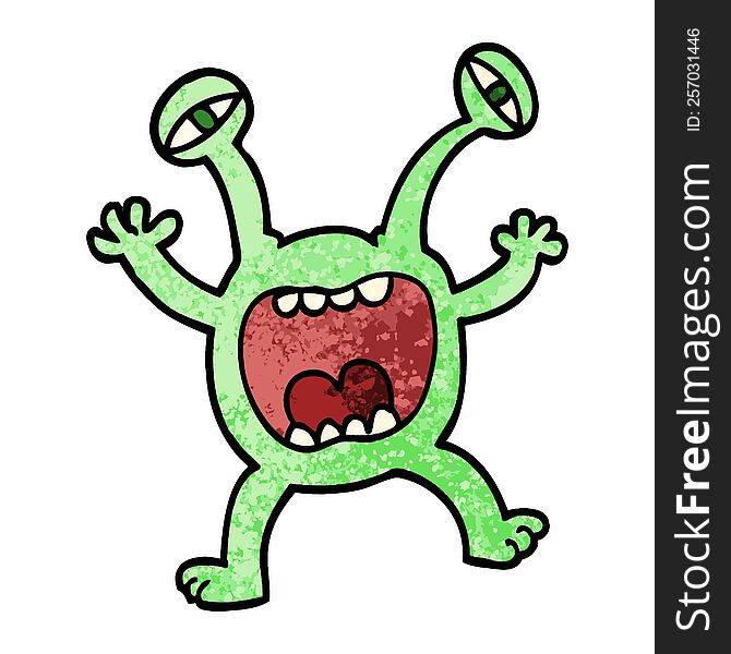 Grunge Textured Illustration Cartoon Monster