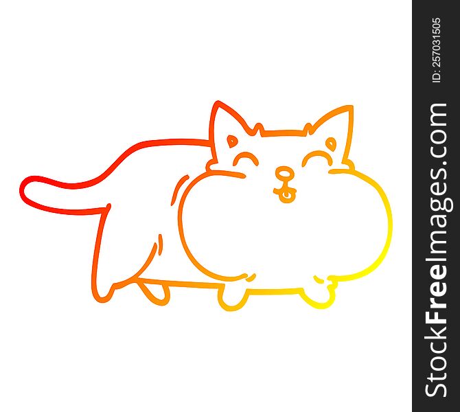 Warm Gradient Line Drawing Cartoon Fat Cat