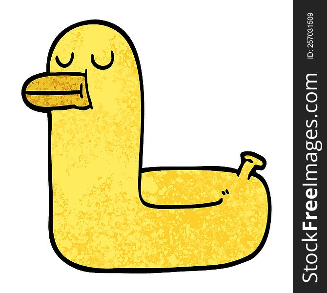 Grunge Textured Illustration Cartoon Yellow Ring Duck