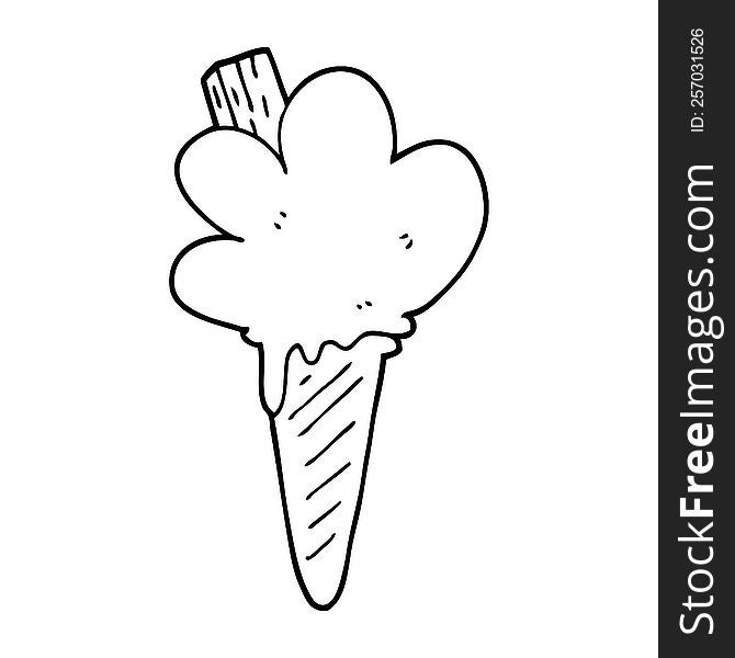 line drawing cartoon ice cream cone