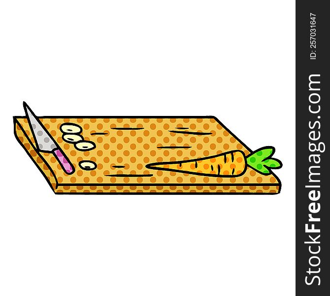 Cartoon Doodle Of Vegetable Chopping Board