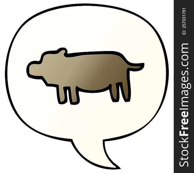 cartoon animal symbol and speech bubble in smooth gradient style