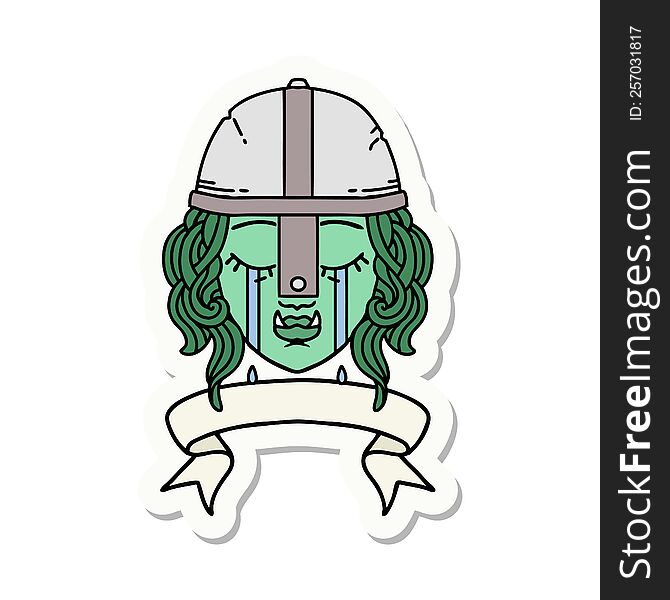 Crying Orc Fighter Character Face Sticker