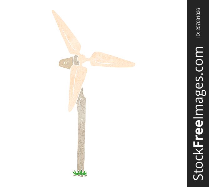freehand retro cartoon wind farm windmill