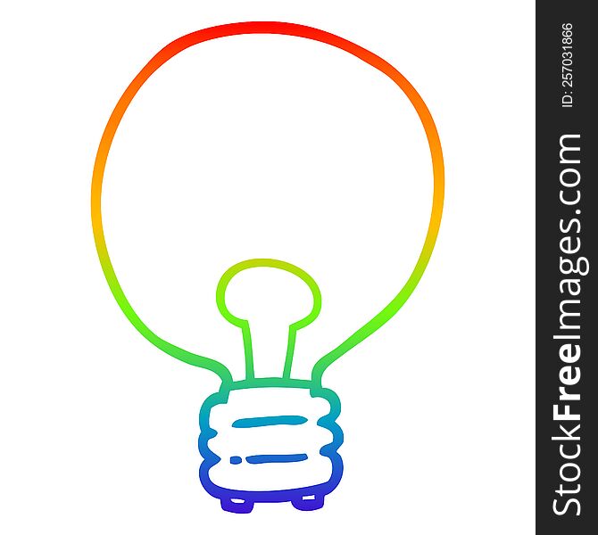 Rainbow Gradient Line Drawing Cartoon Light Bulb