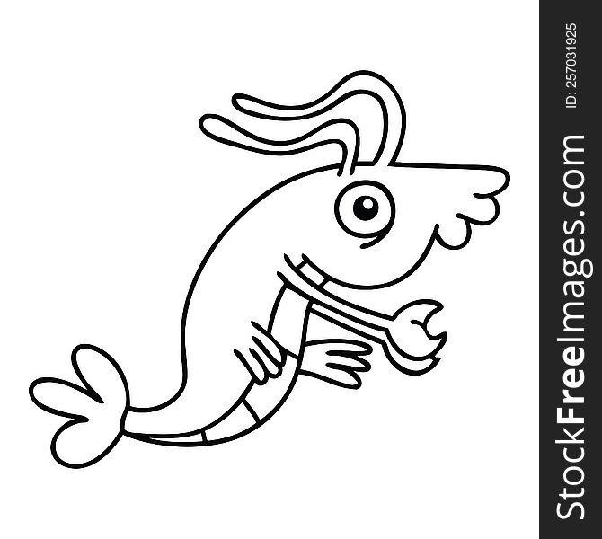 line drawing quirky cartoon crayfish. line drawing quirky cartoon crayfish