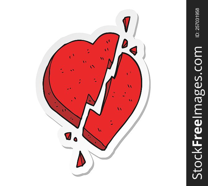 sticker of a cartoon broken heart symbol