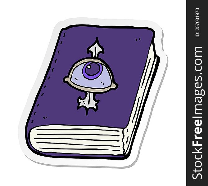 sticker of a cartoon magic spell book
