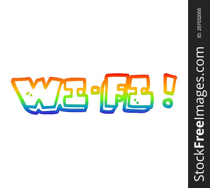 rainbow gradient line drawing of a cartoon wi fi