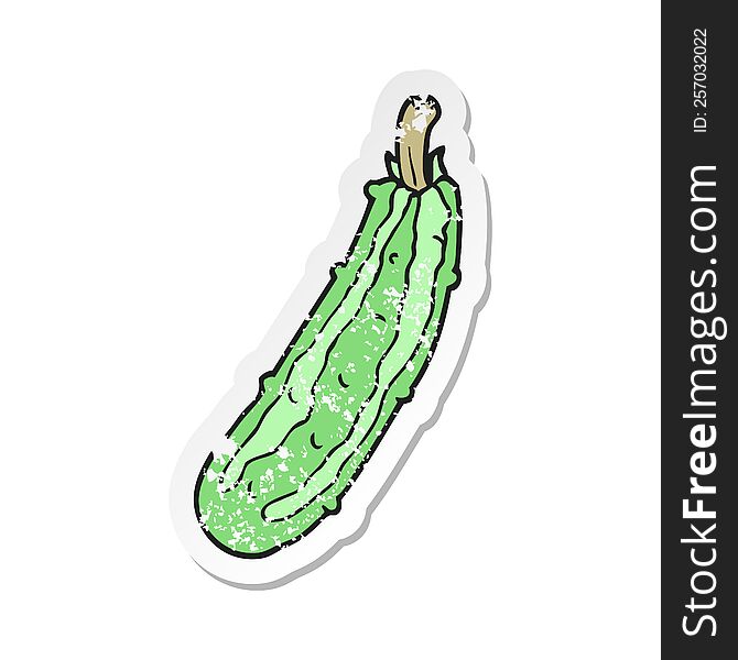 retro distressed sticker of a cartoon zucchini