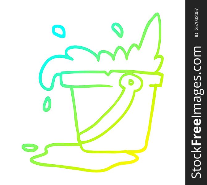 cold gradient line drawing of a cartoon bucket of water