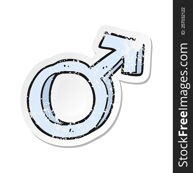 Retro Distressed Sticker Of A Cartoon Male Symbol