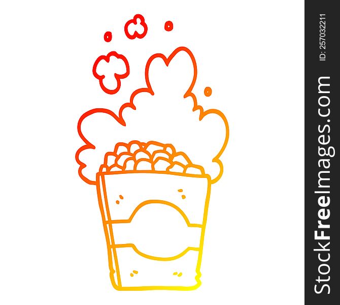 warm gradient line drawing of a cartoon popcorn