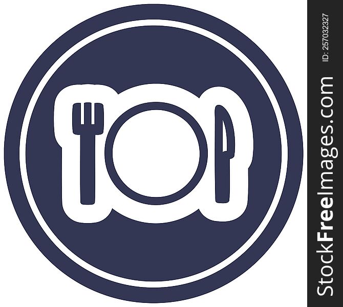 knife fork and plate circular icon symbol