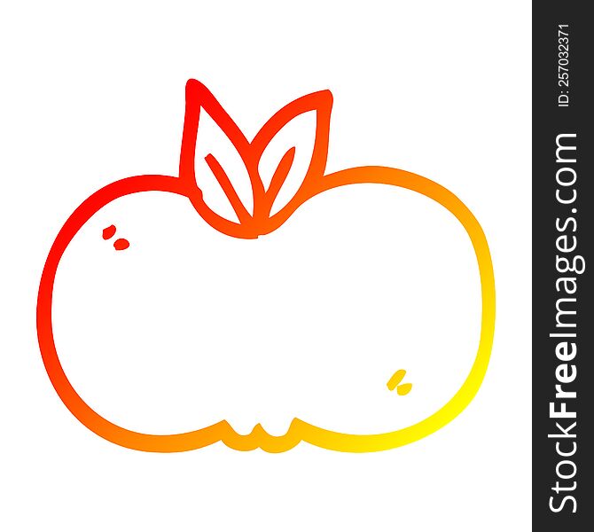 warm gradient line drawing of a cartoon apple