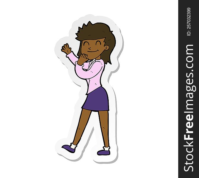 Sticker Of A Cartoon Happy Businesswoman