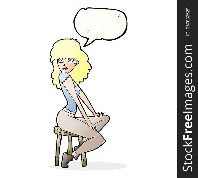 Cartoon Woman Striking Pose With Speech Bubble