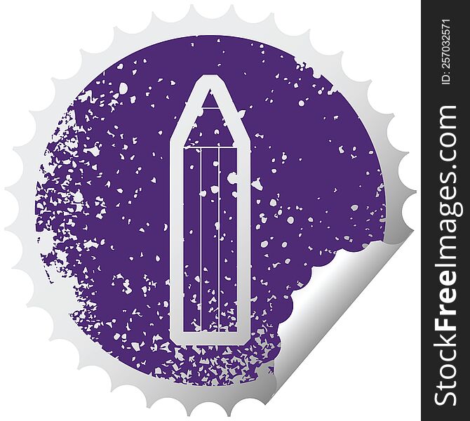 distressed sticker icon illustration of a pencil. distressed sticker icon illustration of a pencil