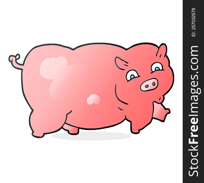 freehand drawn cartoon pig