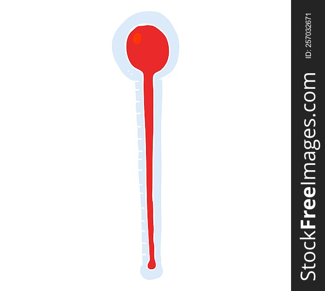 Flat Color Illustration Of A Cartoon Thermometer