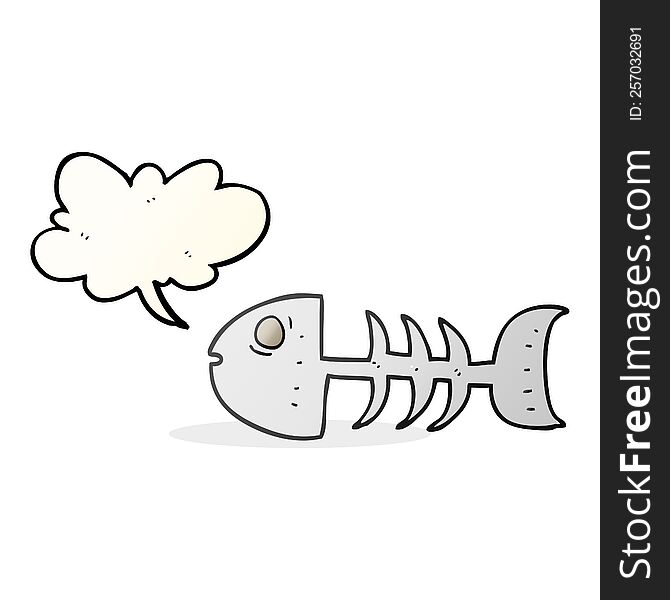 freehand drawn speech bubble cartoon fish bones