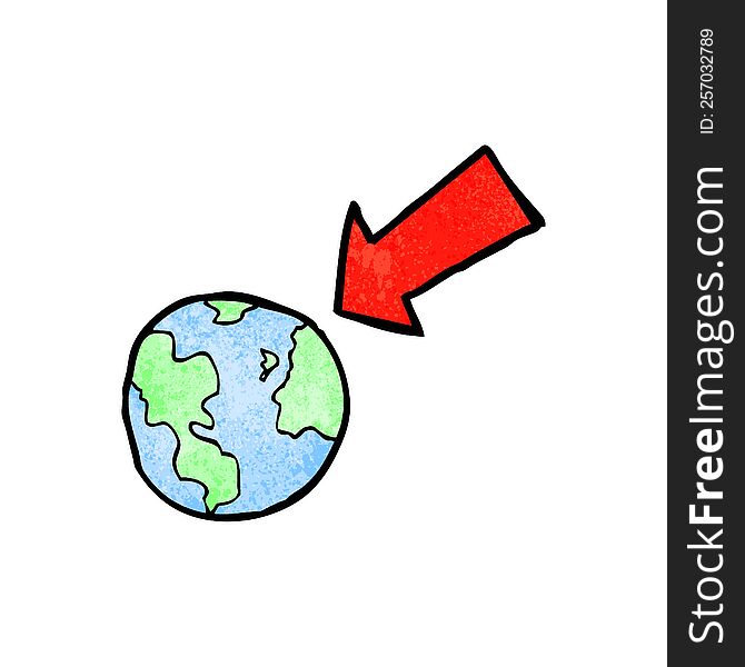 cartoon arrow pointing at earth