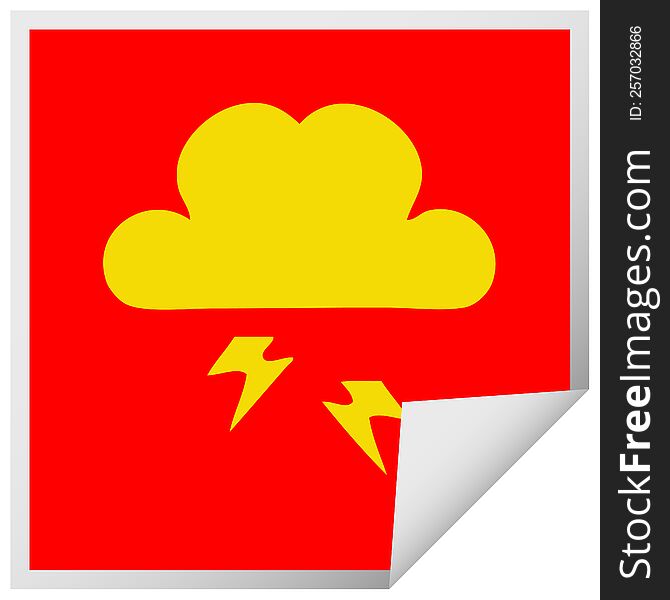 Square Peeling Sticker Cartoon Thunder Cloud