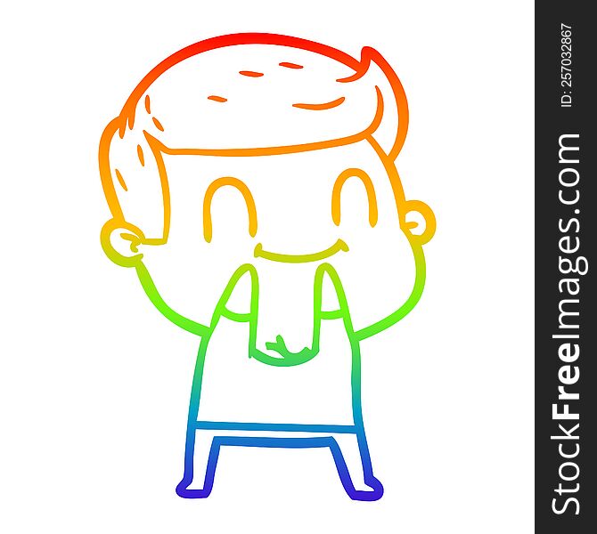 rainbow gradient line drawing of a cartoon friendly man