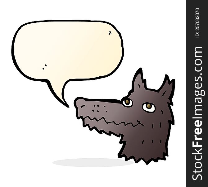 Cartoon Wolf Head With Speech Bubble