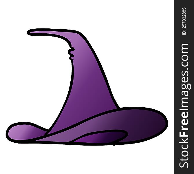 hand drawn gradient cartoon doodle of a witches hat