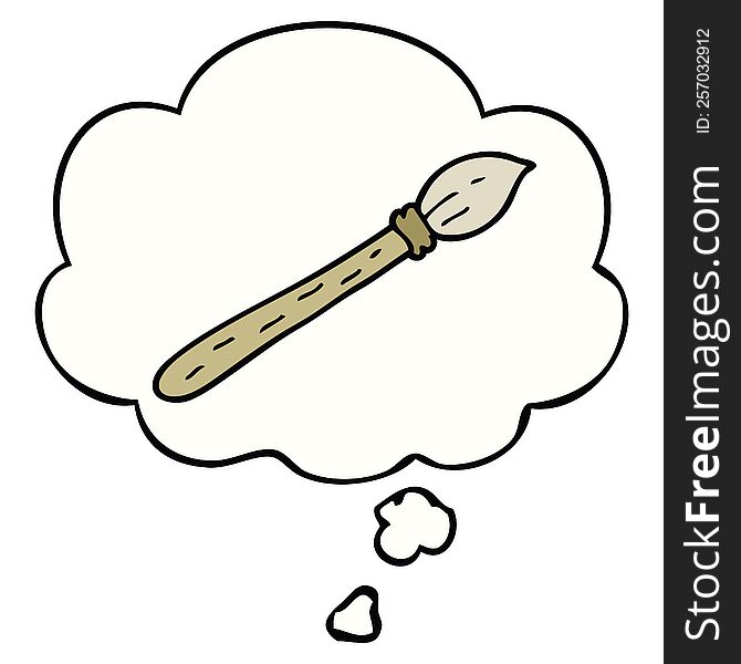 cartoon paintbrush with thought bubble. cartoon paintbrush with thought bubble