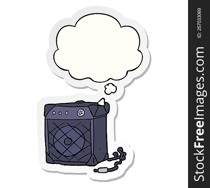 cartoon guitar amp with thought bubble as a printed sticker