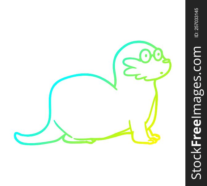 Cold Gradient Line Drawing Cartoon Otter