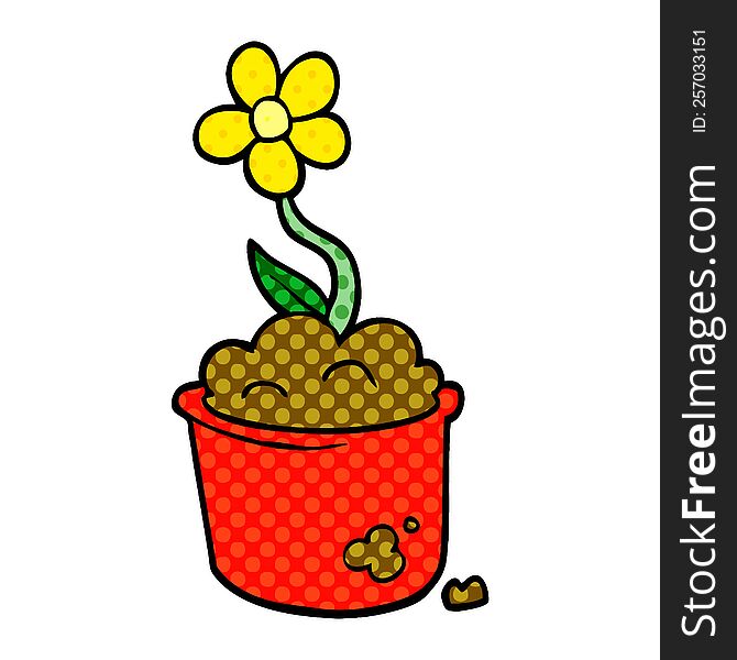 cartoon doodle flower pot