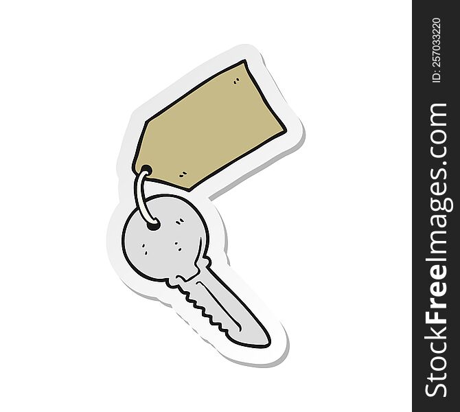 sticker of a cartoon key with tag