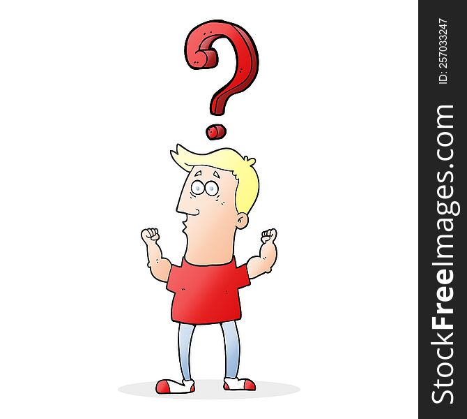 cartoon man with question