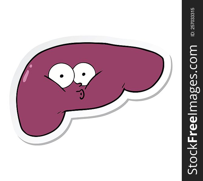 Sticker Of A Cartoon Curious Liver