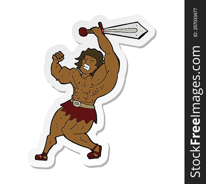 sticker of a cartoon barbarian hero