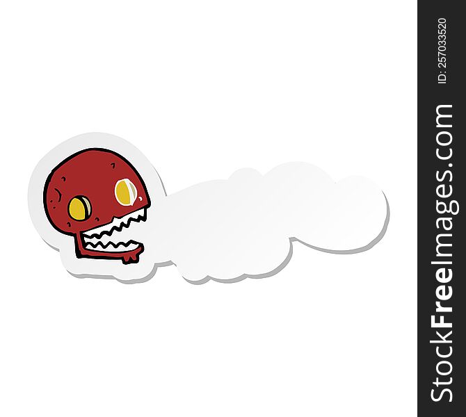 Sticker Of A Cartoon Gross Skull
